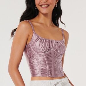 Gilly Hicks Blush Ruched Satin Corset • Bustier • Size Small